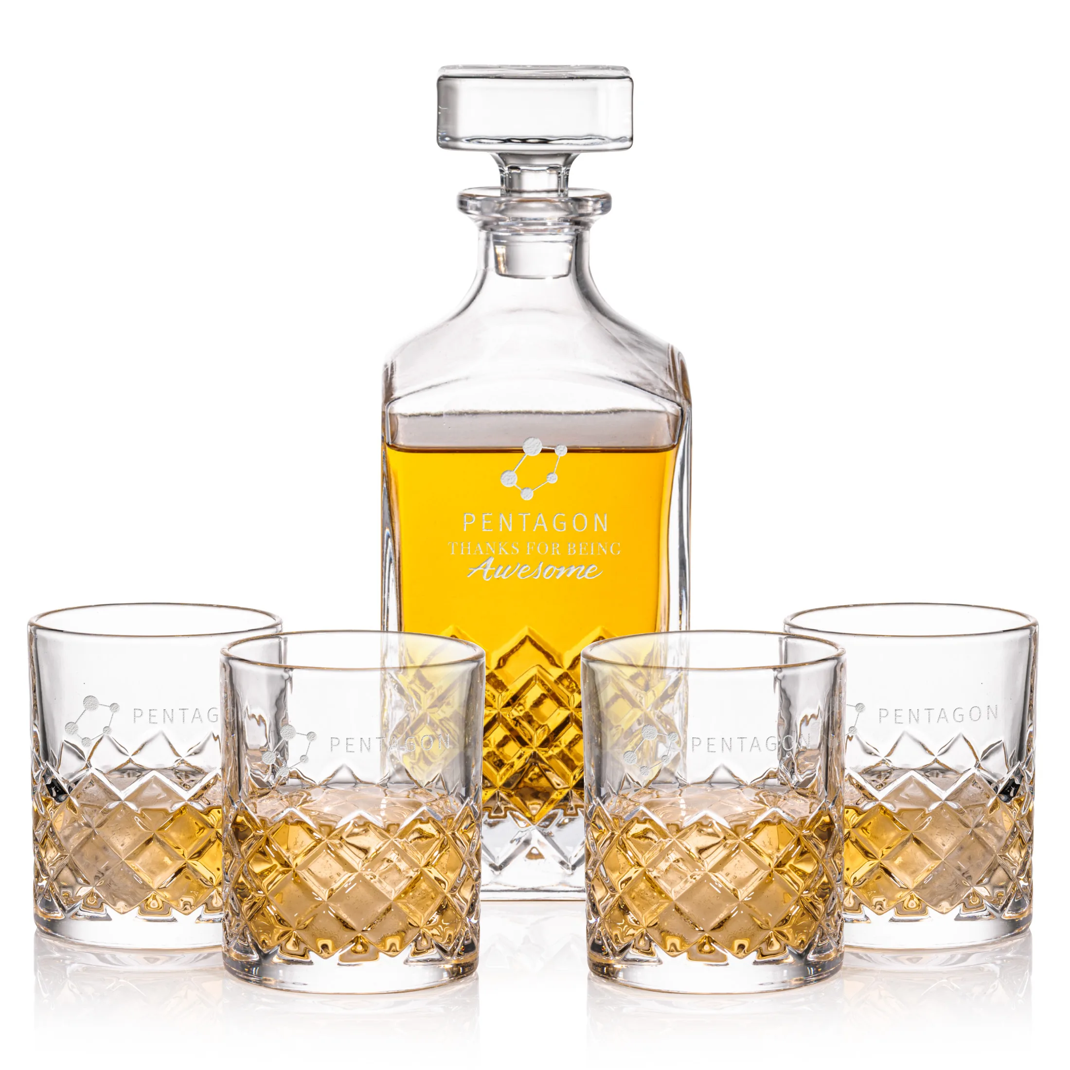 Decanter Set, Deep Etch, Decanter & 4 OTR