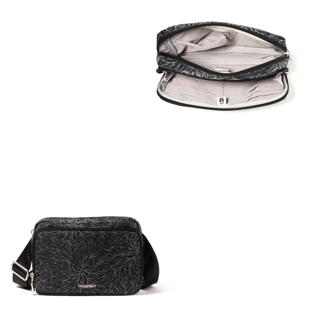 Baggallini Modern Belt Bag - Midnight Blossom Black
