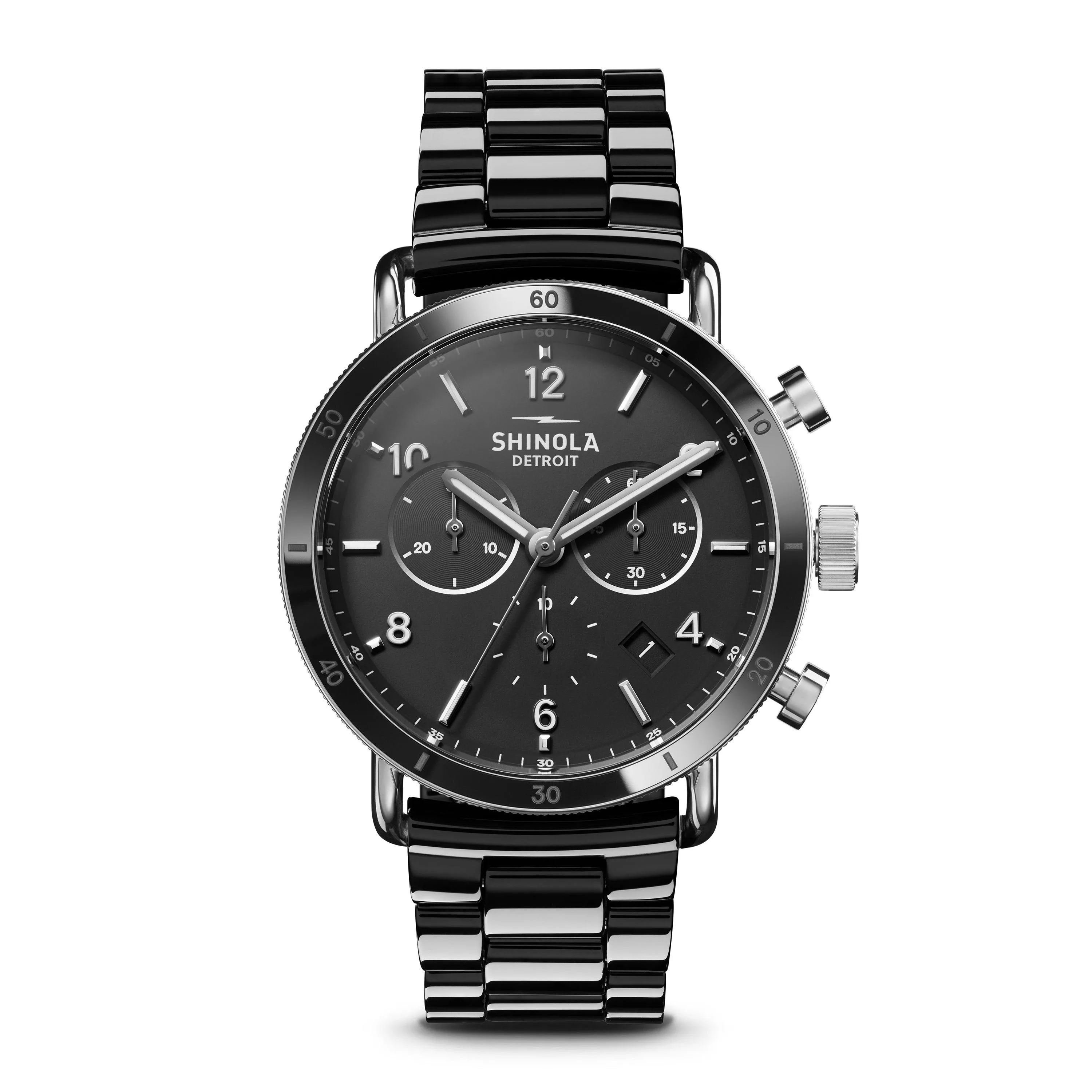 Shinola Ladies' Canfield Sport Chronograph Black Ceramic Watch Black Dial