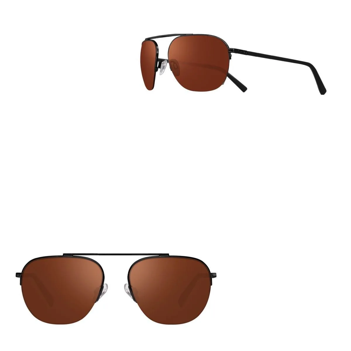 Revo Sunglasses Annika I Semi-Rimless Stainless Steel Navigator - Satin Black