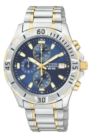 Citizen® Men's Quartz Two-Tone Stainless Steel Watch w/Blue Dial