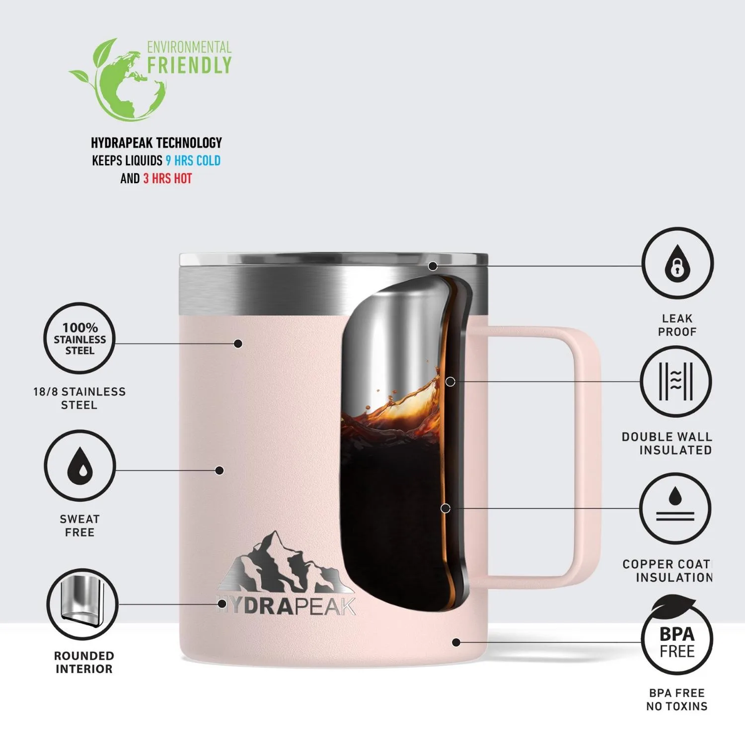 14 oz Hydrapeak® Stainless Steel Insulated Camping Mug view 3