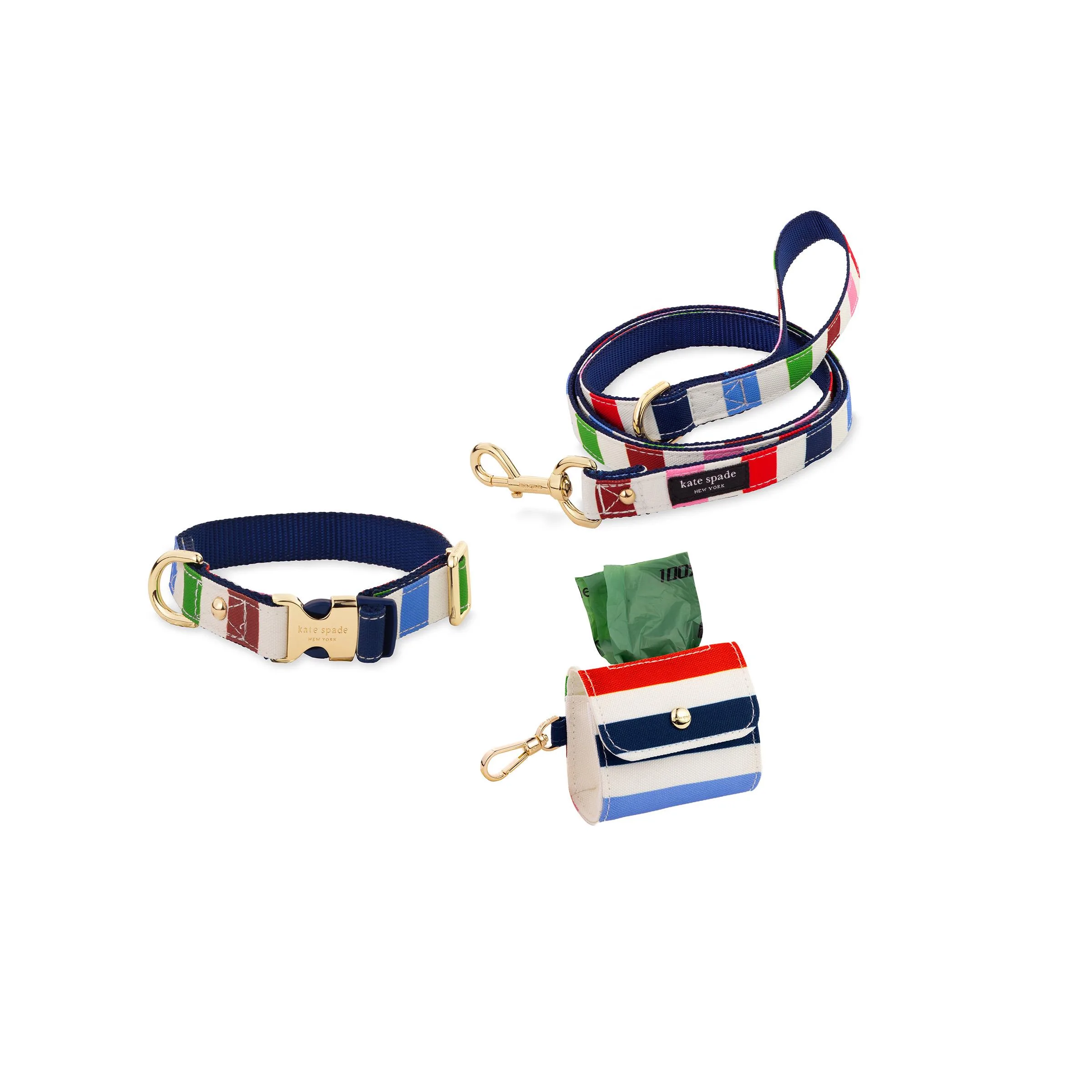 kate spade new york Small/Medium Collar, Leash & Doggie Bag Holder Bundle