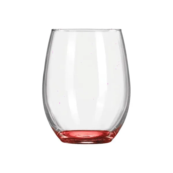 Wine O'Clock 9oz ARC Stemless Wine Glass C8832 with Color Bottom view 3