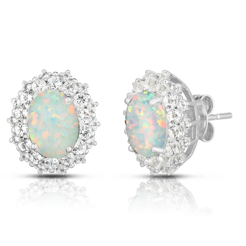 Jilco Inc Opal Earrings - 8x6mm