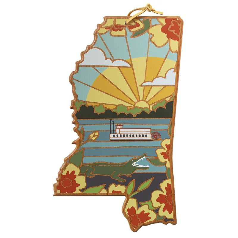 Mississippi State Shaped Serving & Cutting Board w/Artwork by Summer Stokes