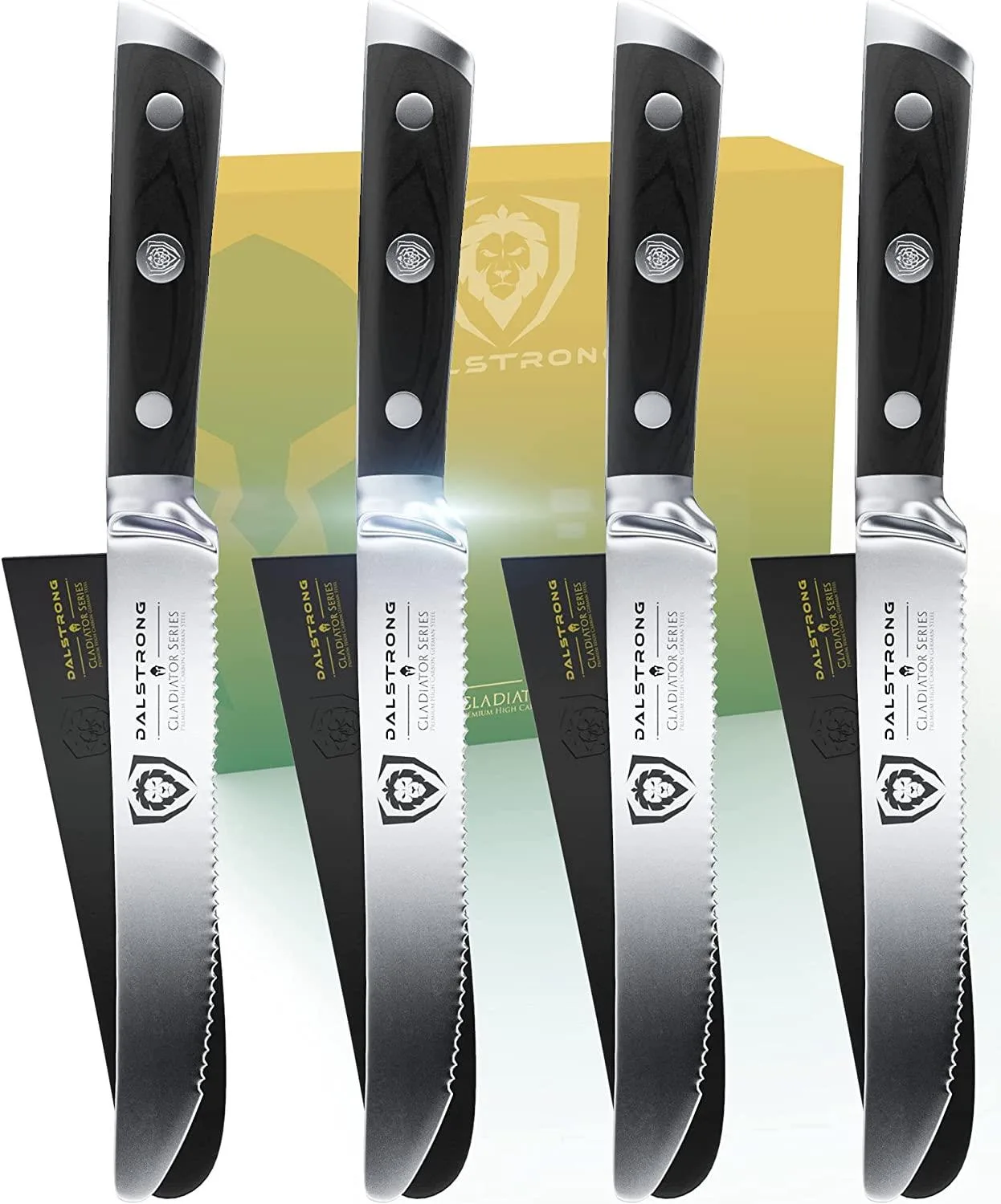 Dalstrong 4-Piece Steak Knife Set - 5" Serrated Blade - German Steel - Nsf Certified