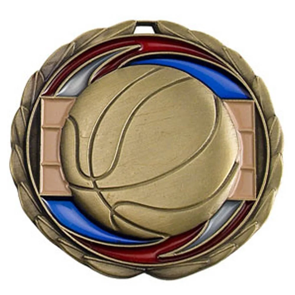 Antique Basketball Color Epoxy Medallion (2-1/2") — Antique Gold