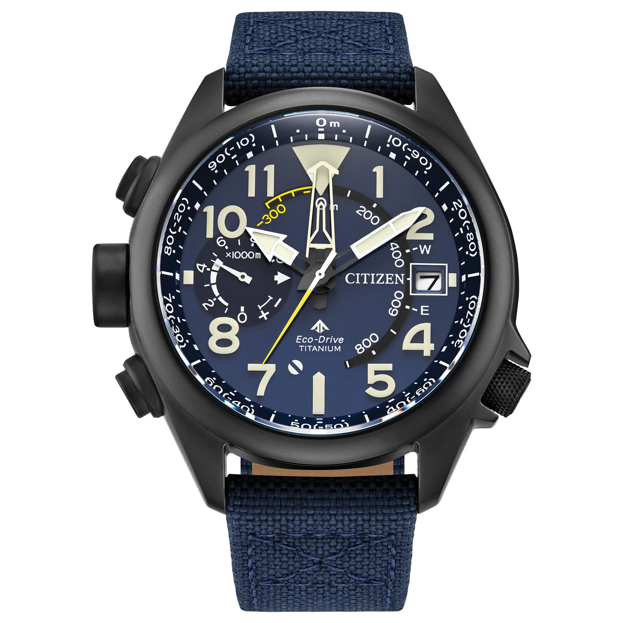 Citizen Watch Mens Promaster Land Nylon Strap Watch Blue Dial