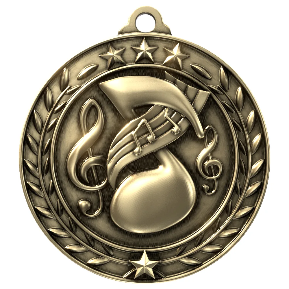 Antique' Music Wreath Award Medallion (2-3/4")
