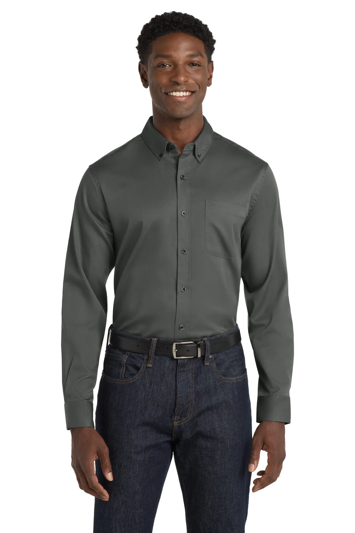 Port Authority® Long Sleeve SuperPro React™ Twill Shirt. view 2