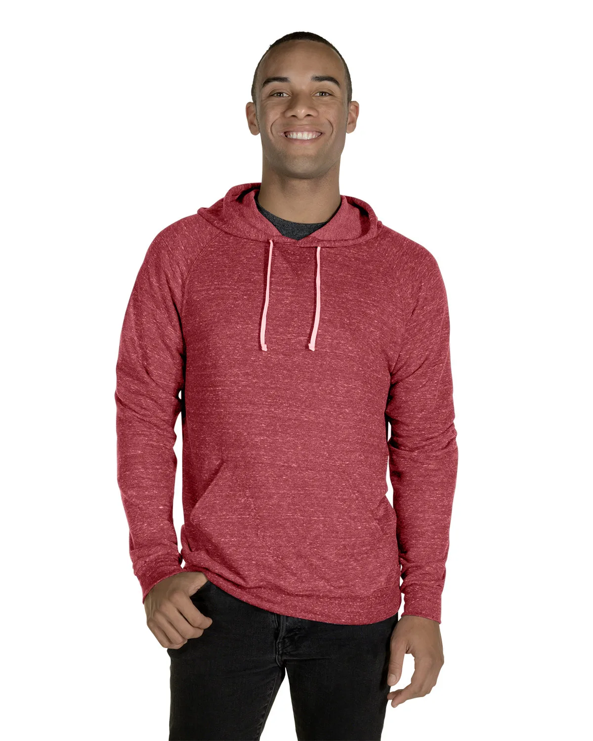 Jerzees Adult Snow Heather Raglan Hooded Sweatshirt view 7