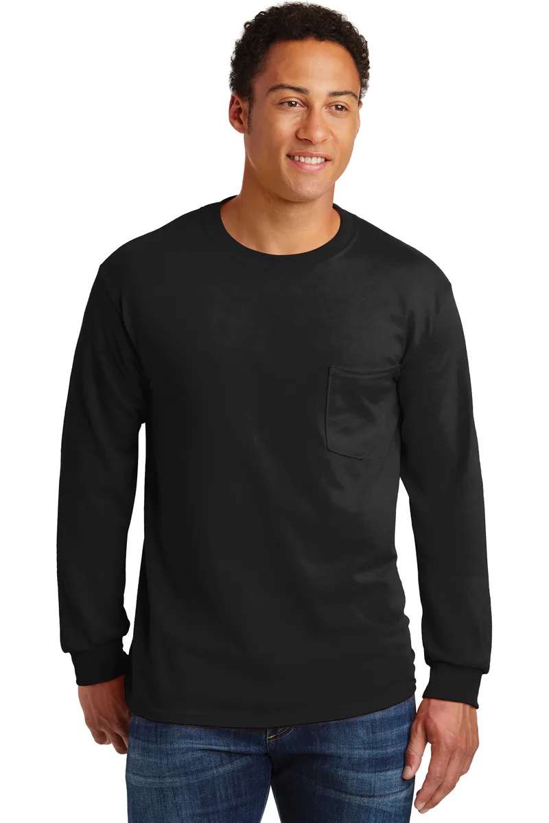 Gildan® - Ultra Cotton® 100% US Cotton Long Sleeve T-Shirt with Pocket.