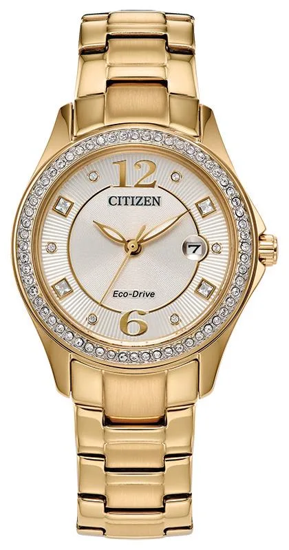 Citizen Watch Ladies' Crystal Stainless Steel Bracelet Watch Champagne Dial