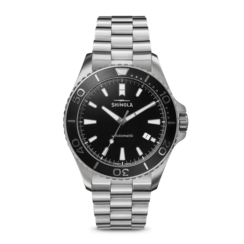 Shinola Mens' Lake Superior Monster Automatic Stainless Steel Watch Black Dial