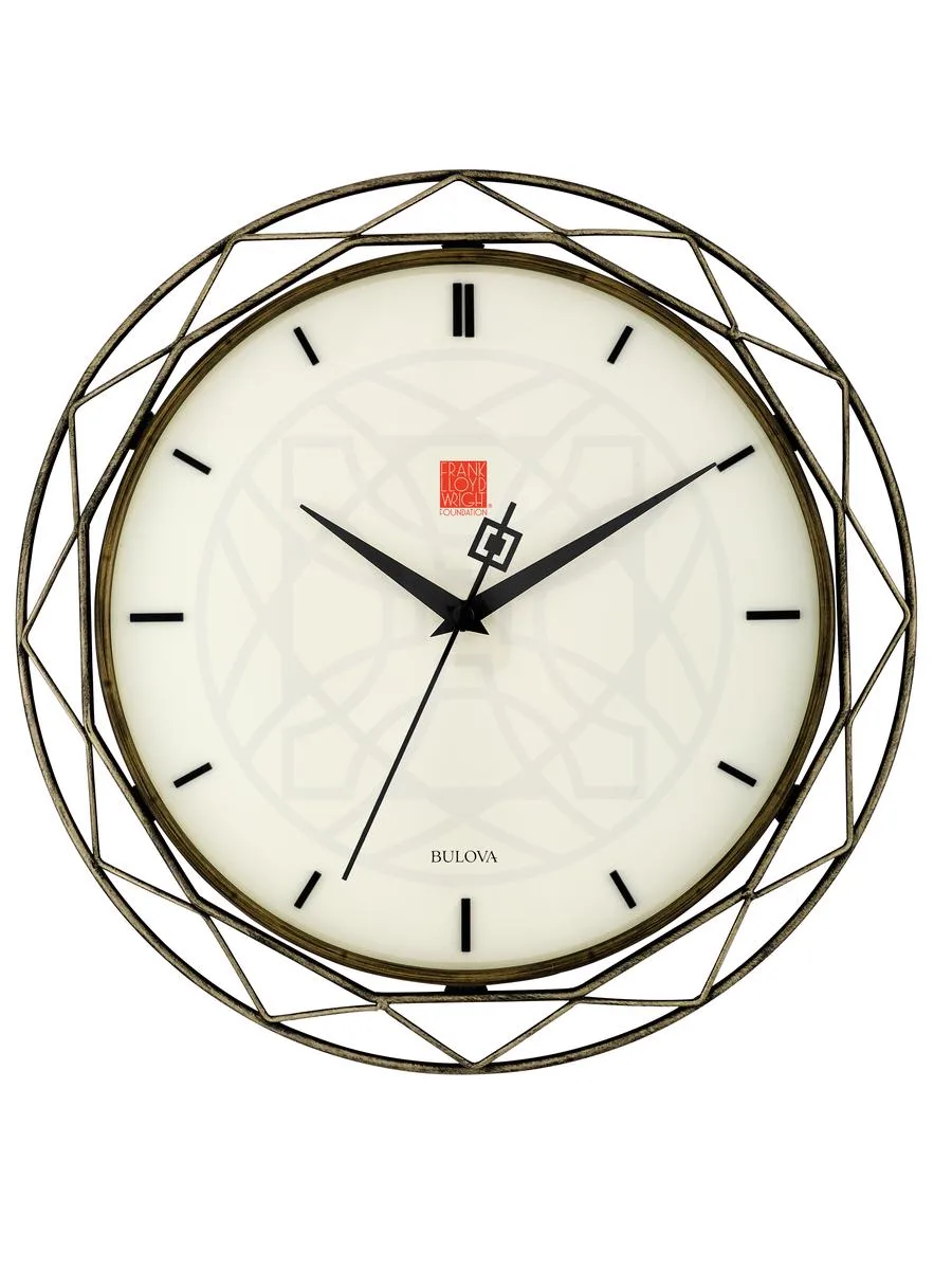 Bulova Clocks Frank Lloyd Wright Collection Luxfer Prism Wall Clock