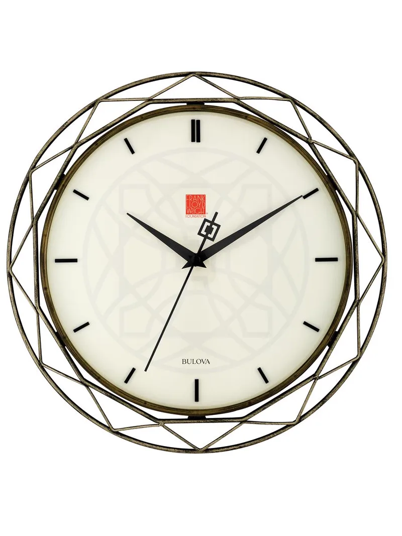 Bulova Clocks Frank Lloyd Wright Collection Luxfer Prism Wall Clock