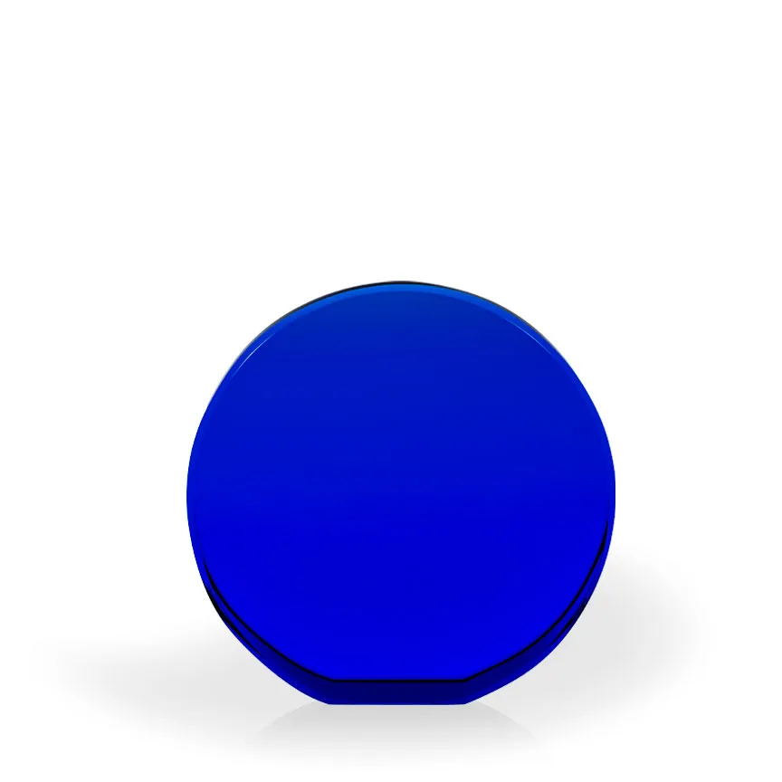Brielle Blue Crystal Beveled Circle with Flat Bottom, Large view 2