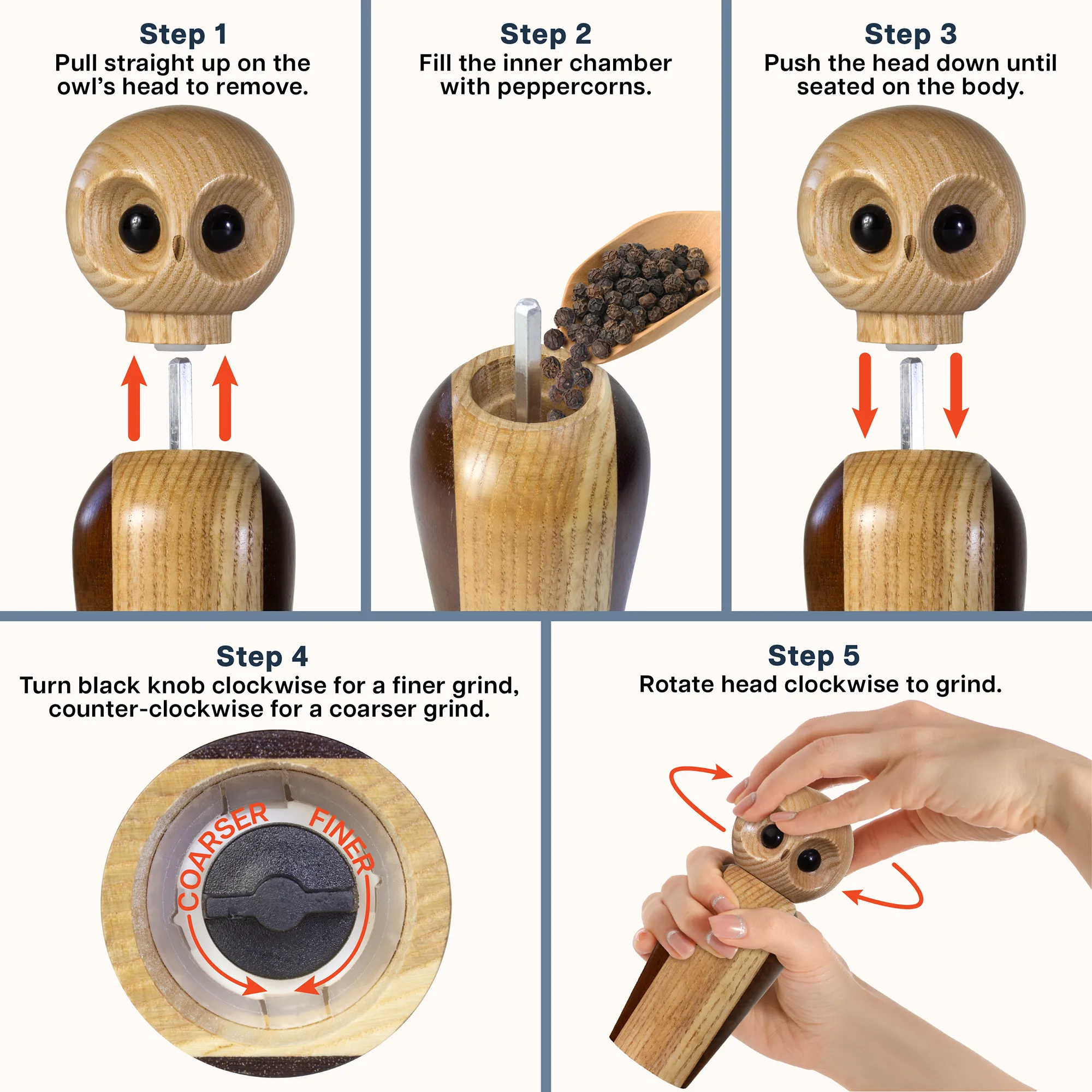 Rock & Branch® Owl Pepper Mill view 5