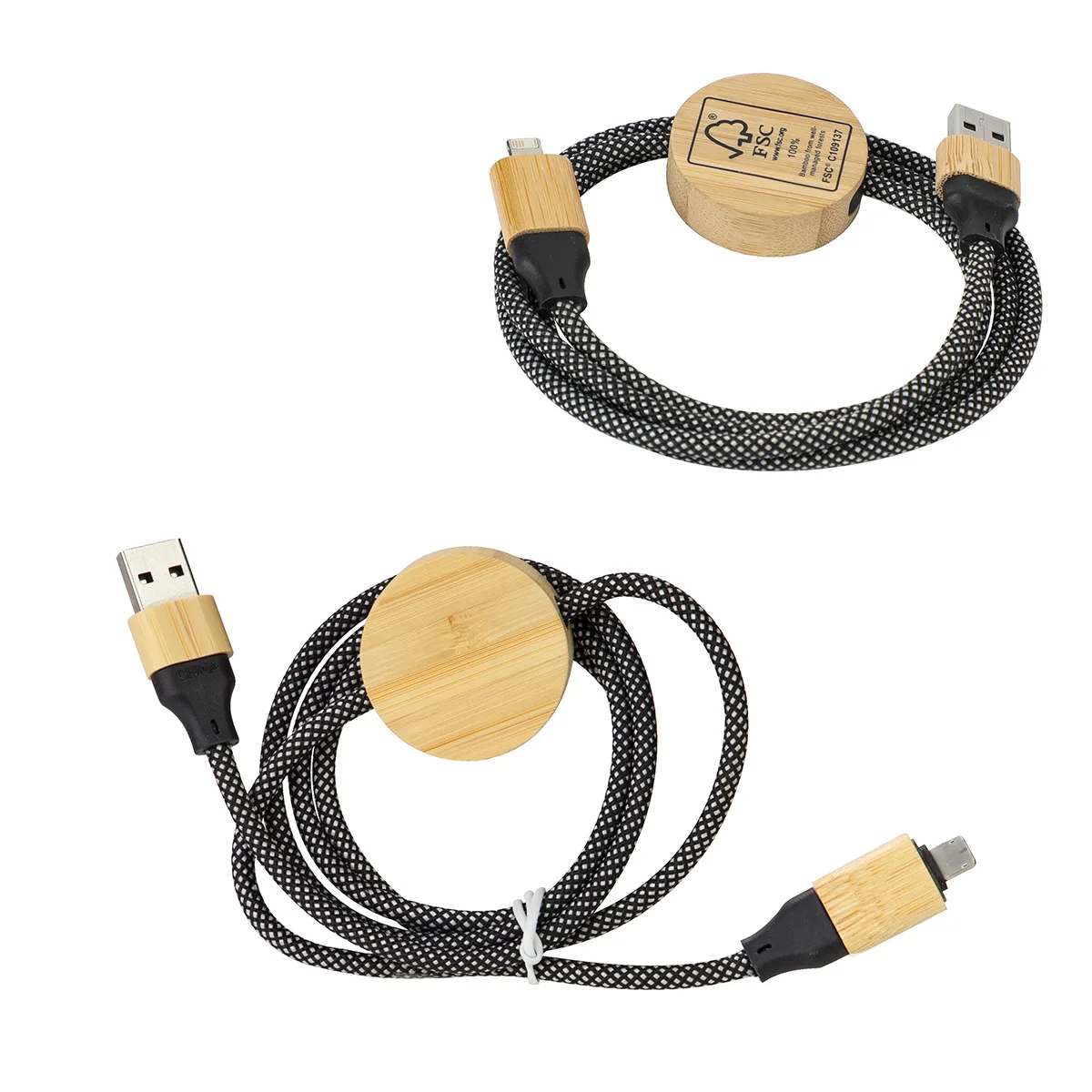 Bolt 4-in-1 39" Bamboo and RPET 100W Charging & Data Cable view 2