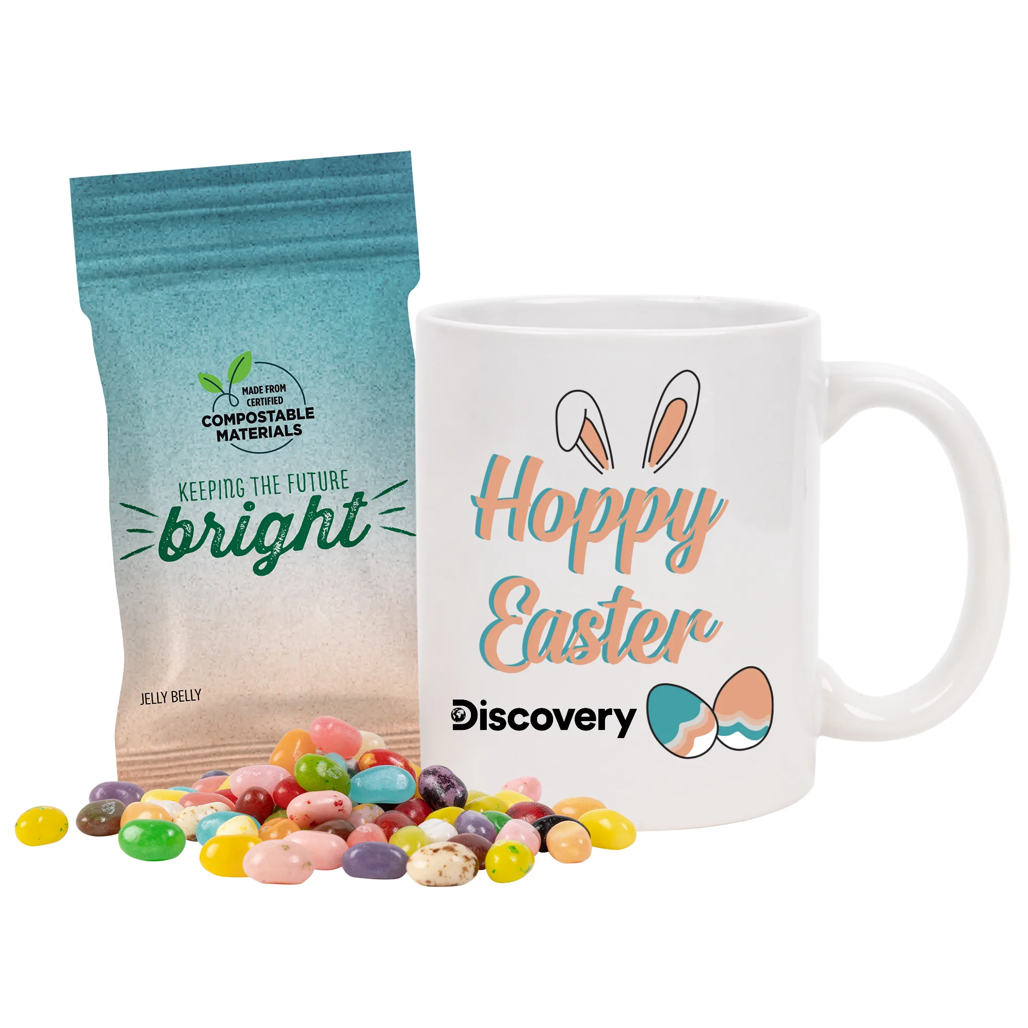 Mug set with Jelly Belly in Compostable Digibag view 2