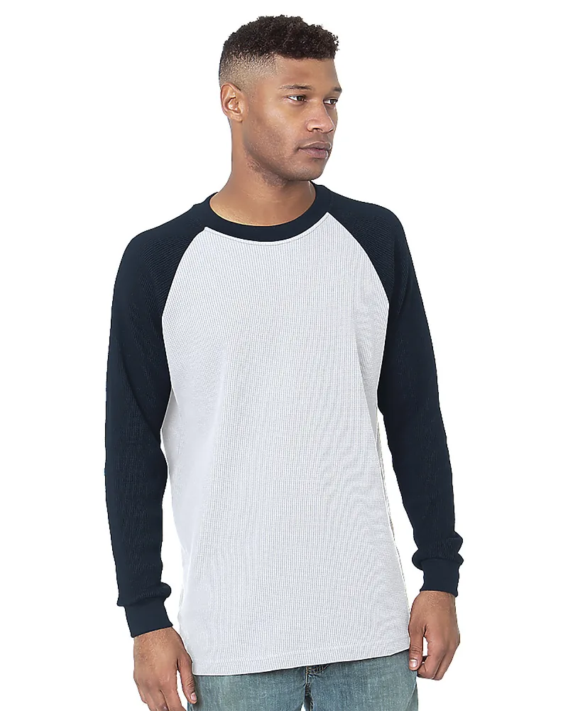BAYSIDE Men's USA Made Heavyweight Waffle Knit Thermal Raglan Shirt view 5