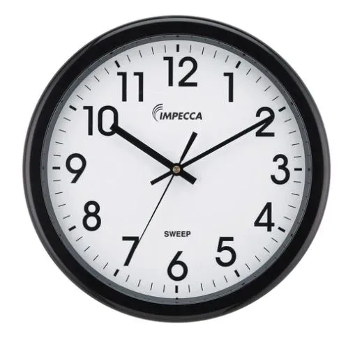 Impecca 12" Quiet Movement Wall Clock Black