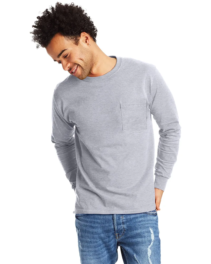 Hanes Printables Men's Authentic-T Long-Sleeve Pocket T-Shirt view 6