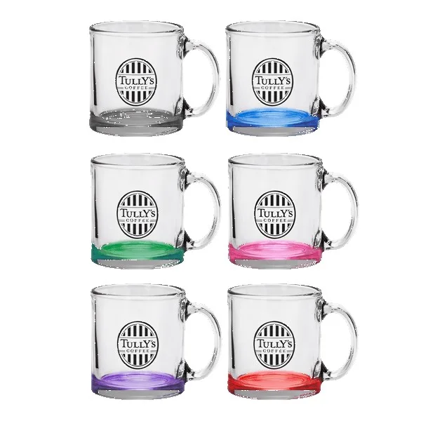 Red Eye 13 oz Libbey Clear Glass Coffee Mug with Color Bottom