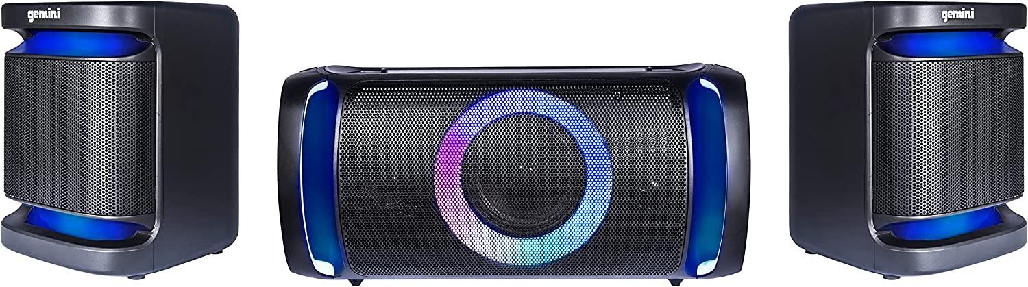 Gemini Dual 8" Home Stereo System w/Led Party Lighting Bluetooth Audio Streaming Karaoke Machine