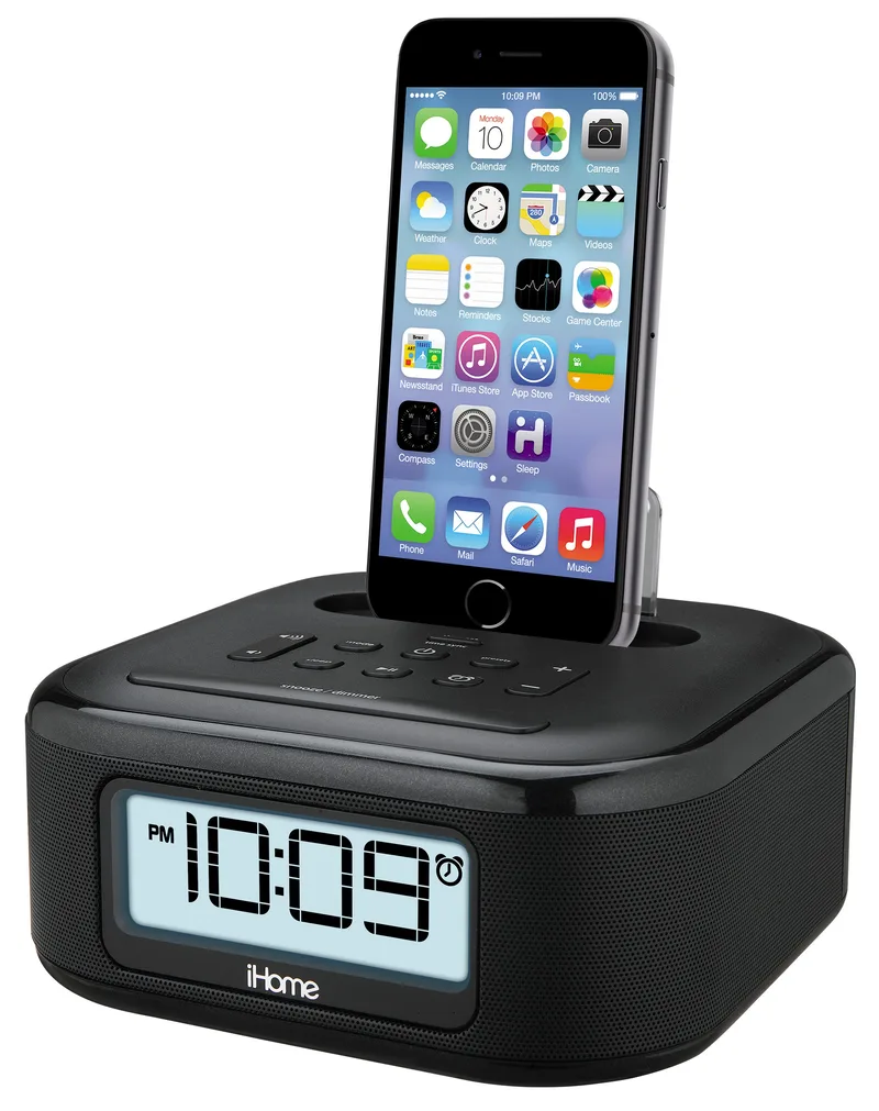 FM Stereo Clock Radio w/ Case Friendly Lightning Dock & USB Charging Port