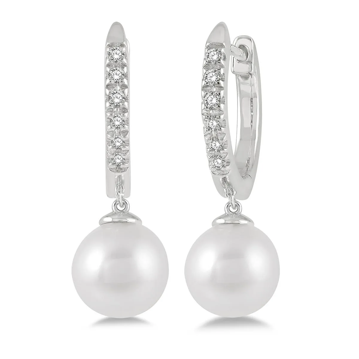 Jilco Inc Pearl And Diamond Huggie Earrings