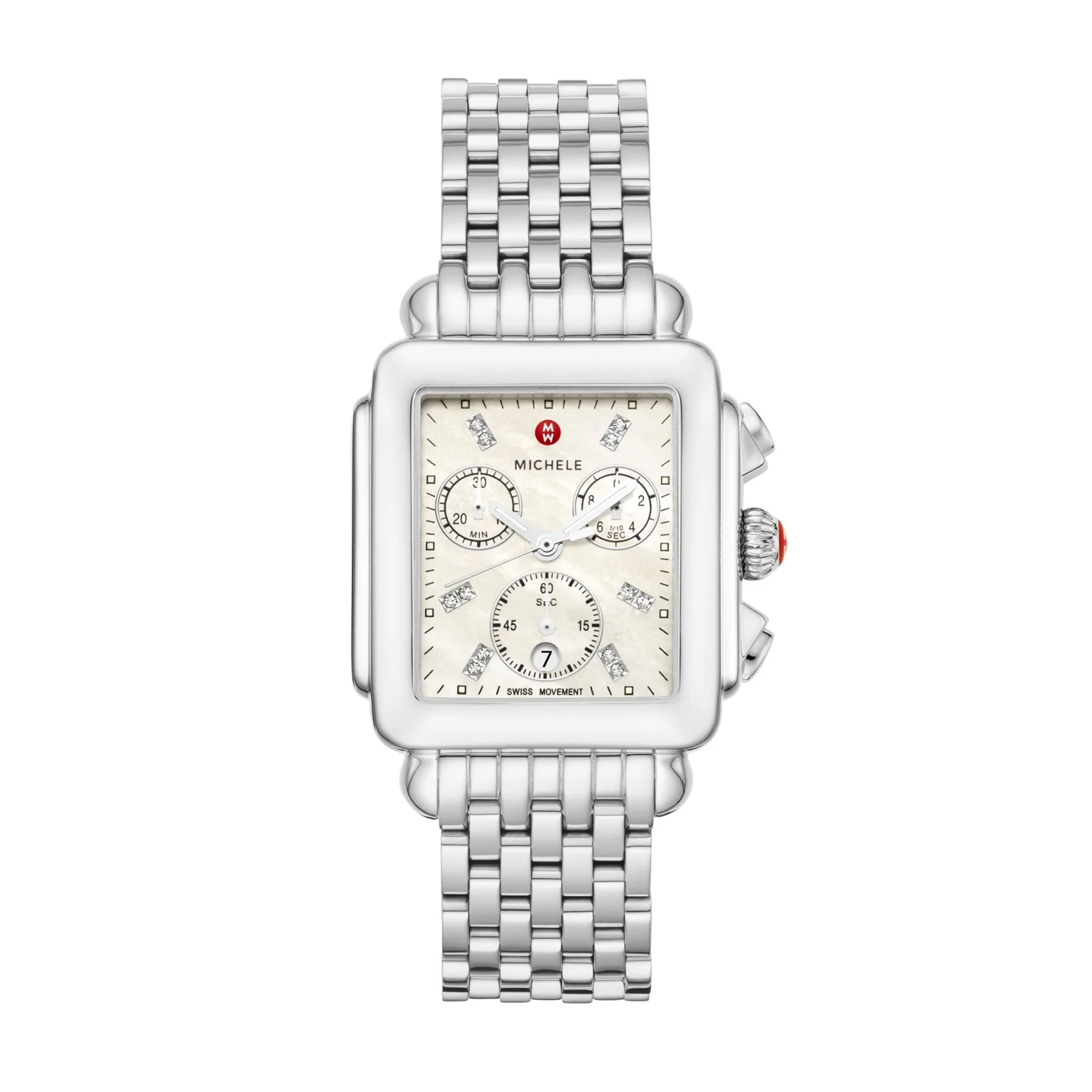 Michele Deco Diamond Stainless Steel Watch