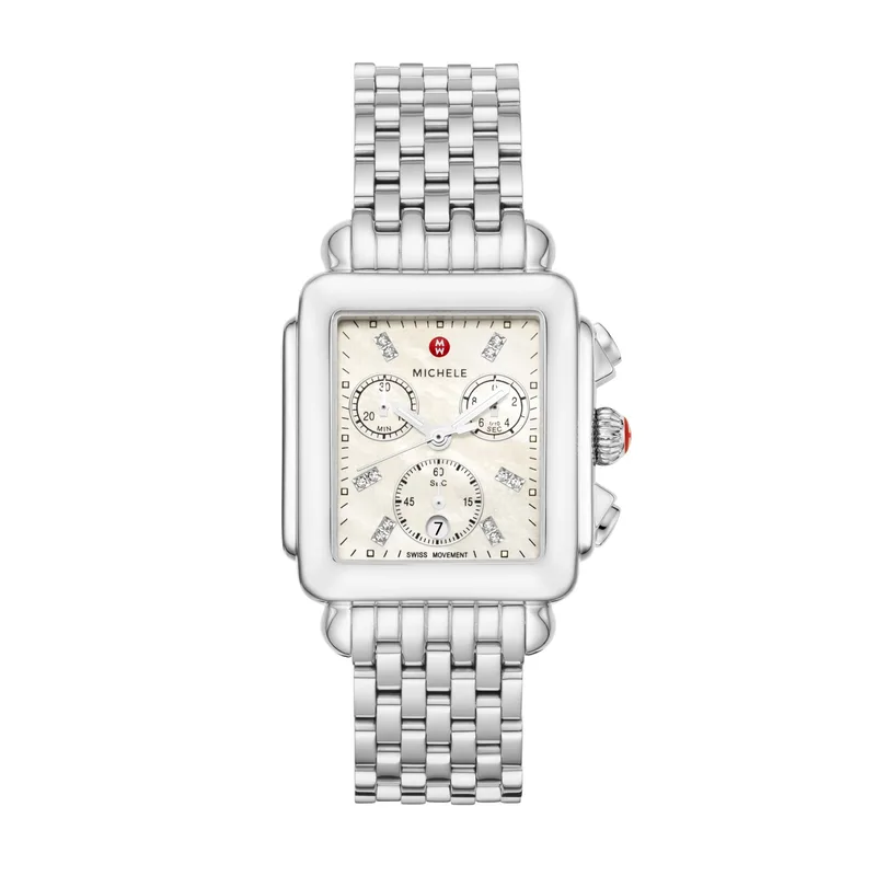 Michele Deco Diamond Stainless Steel Watch