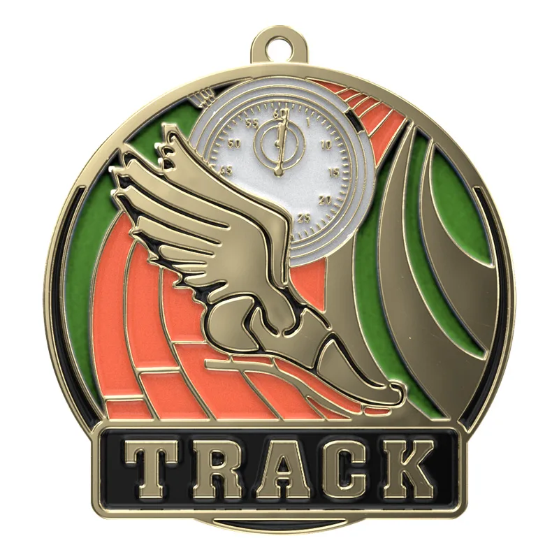 Bright Gold Track High Tech Medallion (2")