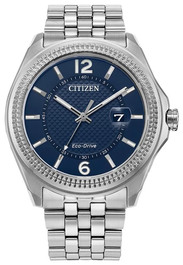 Citizen Watch Men's Eco-Drive Corso Silver-Tone Stainless Steel Bracelet Watch Blue Dial