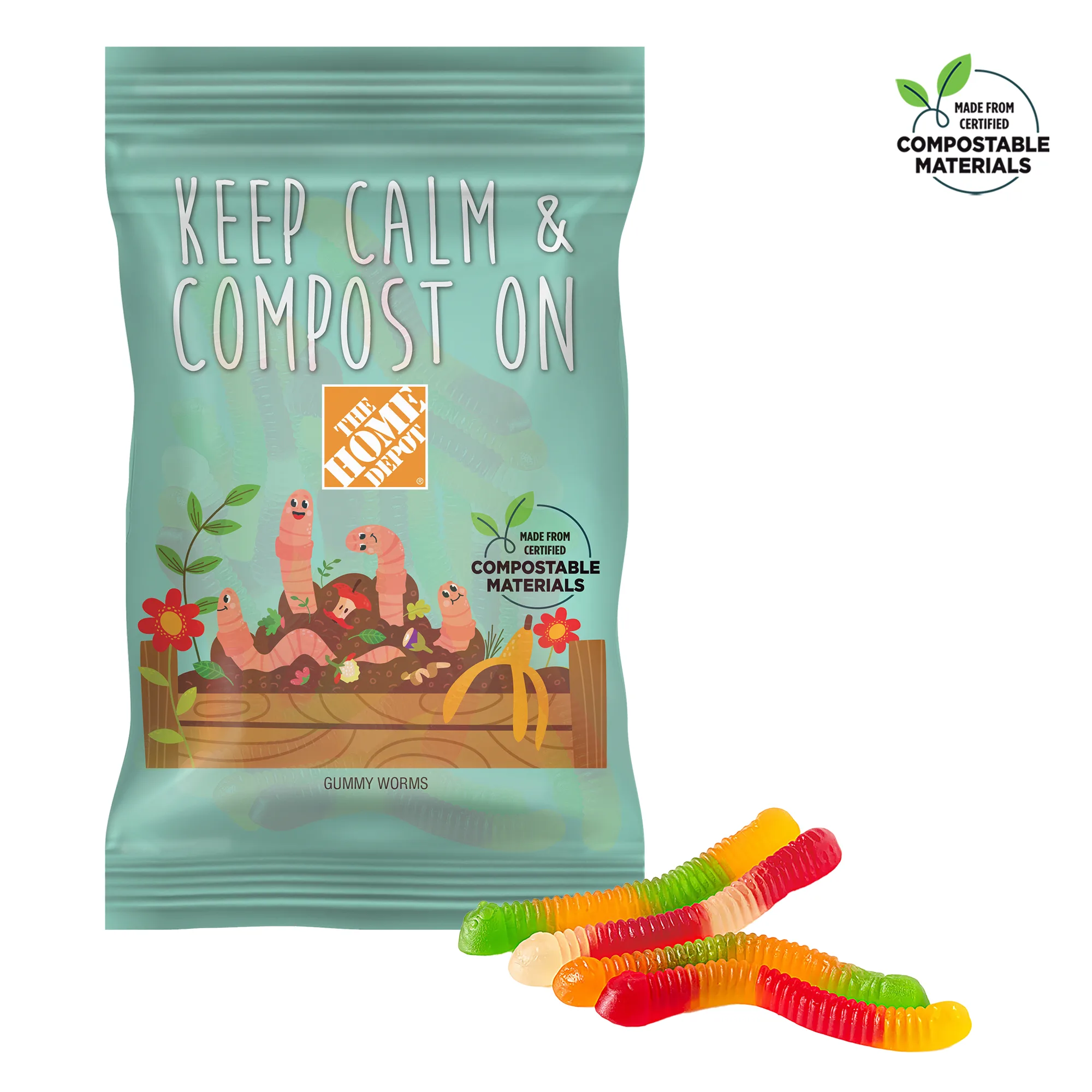 4oz. ECO-Digibag, Compostable & Full Color, Gummy Worms