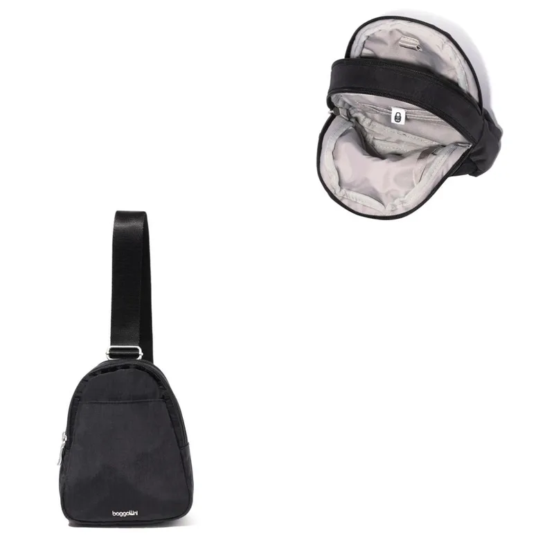 Baggallini Double Zip Mini Sling Bag - Black