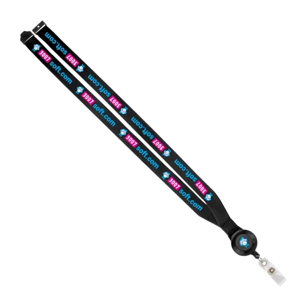 IMPORT 3/4" Dye-Sublimated Lanyard with Retractable Badge Reel and IPH7 back of neck convenience rel view 2