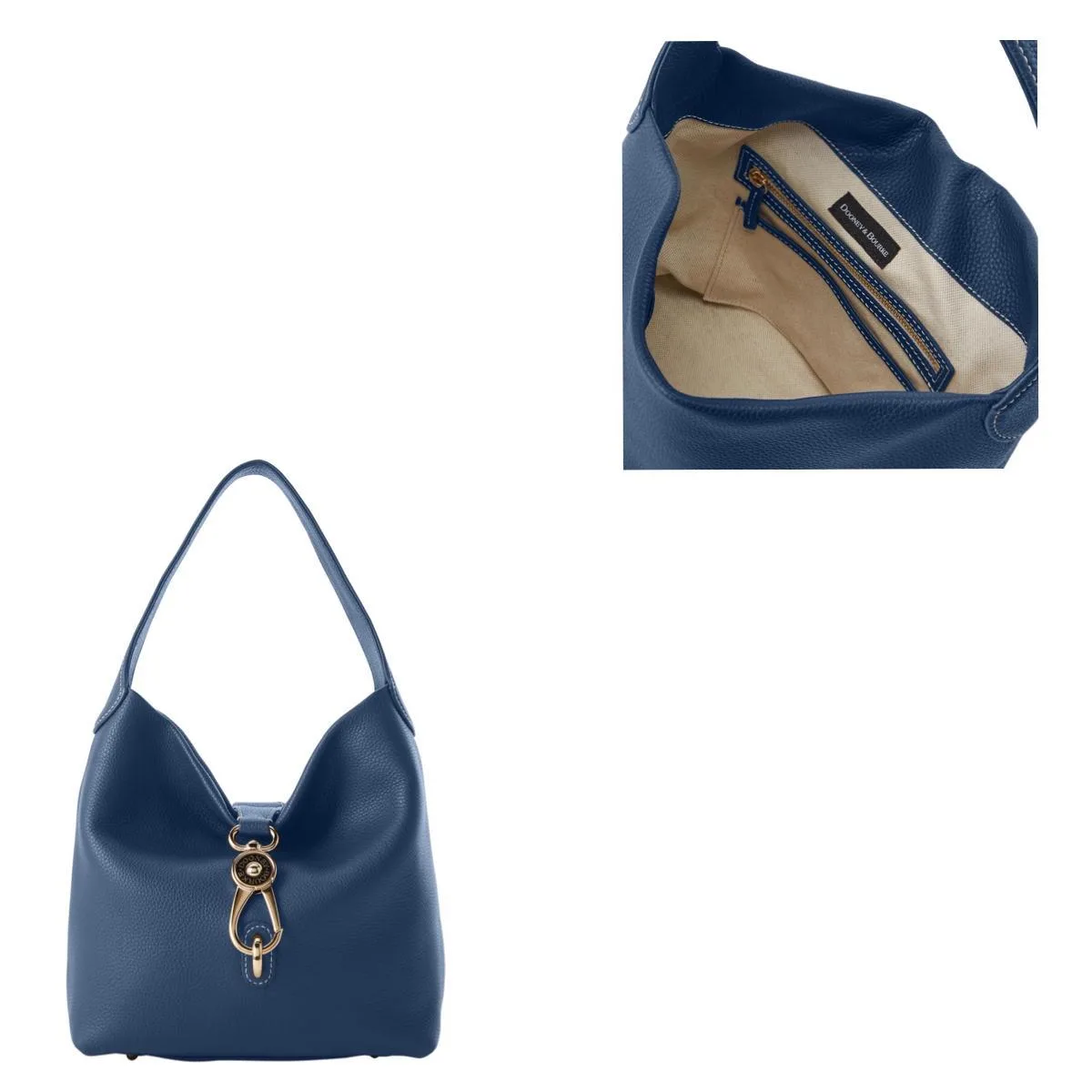 Dooney & Bourke Blue Pebble Grain Small Logo Lock Sac