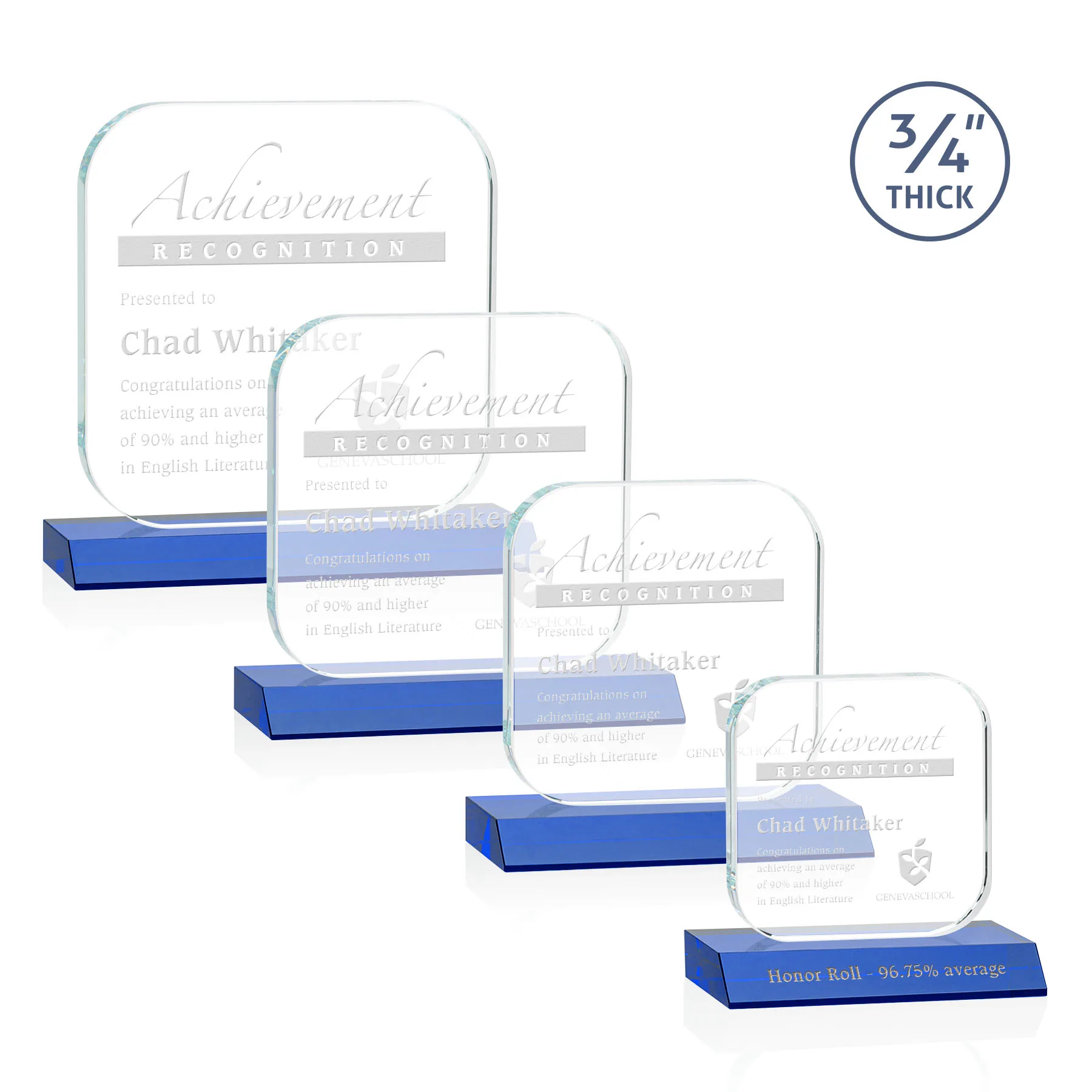 Deep Etch, Front Mitered base, Blue