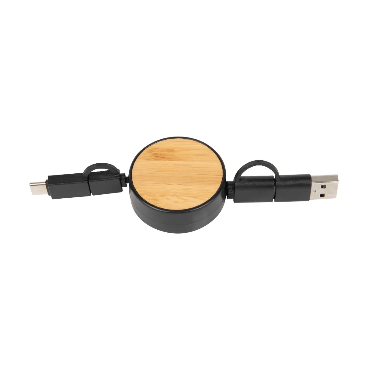 Bamboo Retractable 3-in-1 Charging Cable view 3