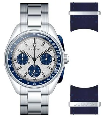 Bulova Watches Men's Archive Lunar Pilot Stainless Steel Bracelet Watch Silver-White Dial