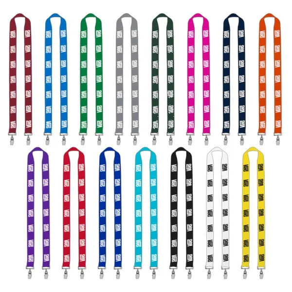 IMPORT Rush 1" Polyester 2-Ended Lanyard with Dual Sewn Silver Metal Split-Ring