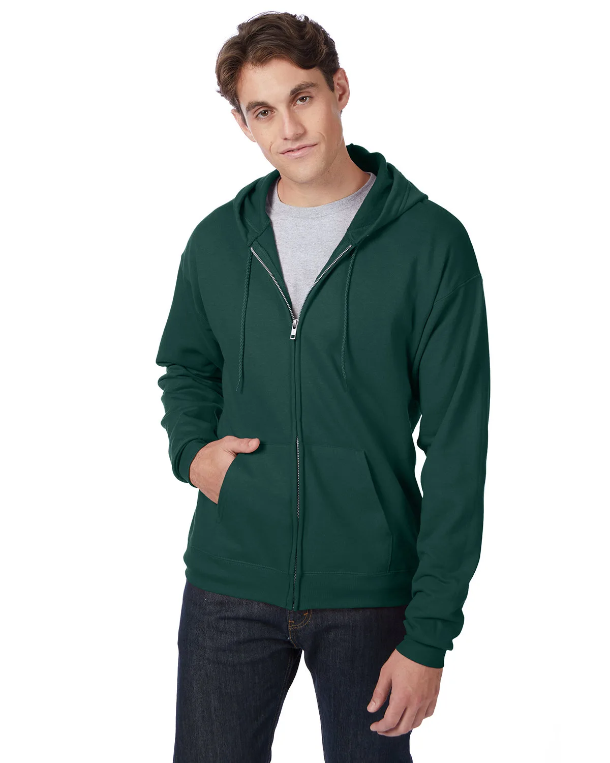 Hanes Printables Adult EcoSmart® Full-Zip Hooded Sweatshirt view 3