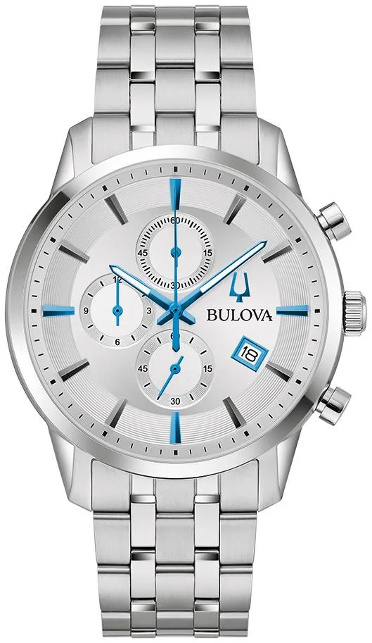 Bulova Watches Men's Sutton Stainless Steel Bracelet Watch Silver-White Dial