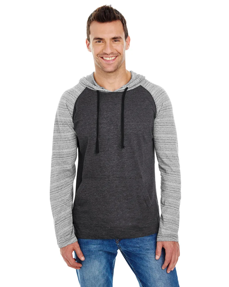 Burnside Adult Raglan Sleeve Striped Jersey Hooded T-Shirt view 5