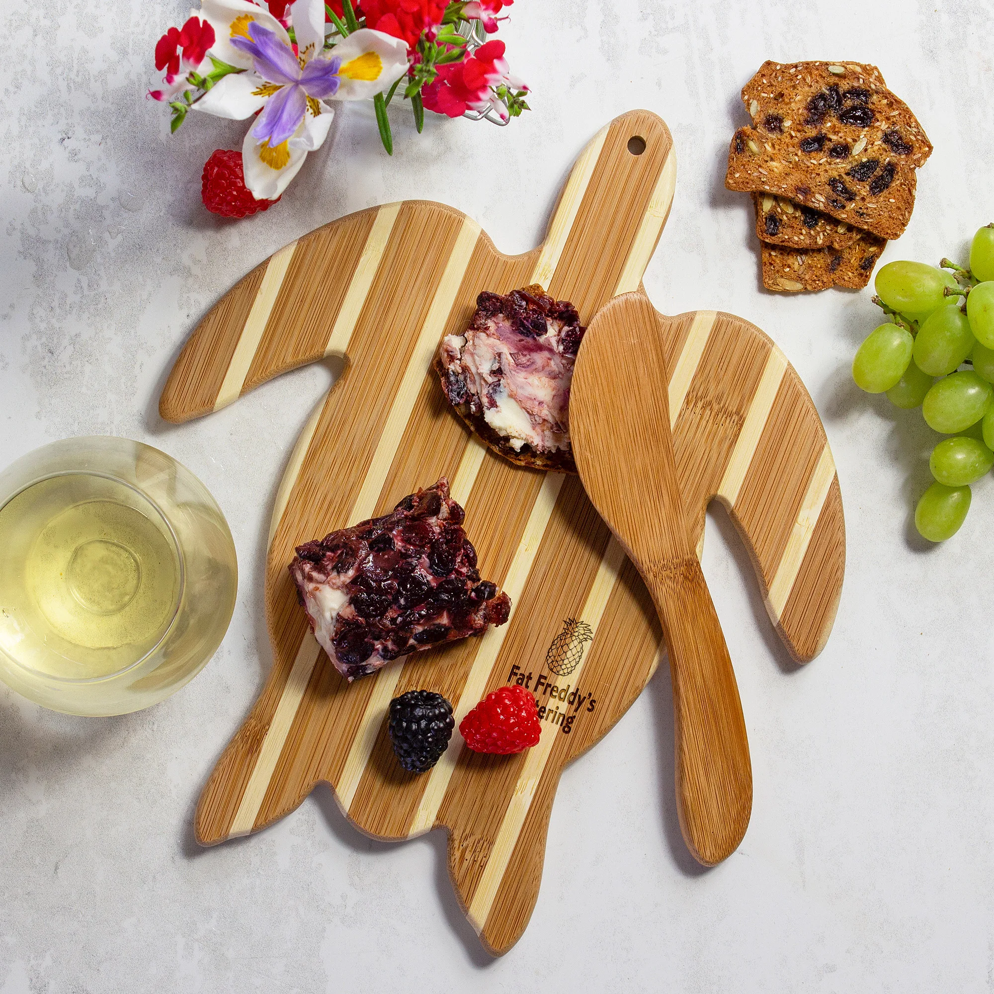Sea Turtle Charcuterie Board with Spreader Knife Gift Set view 3