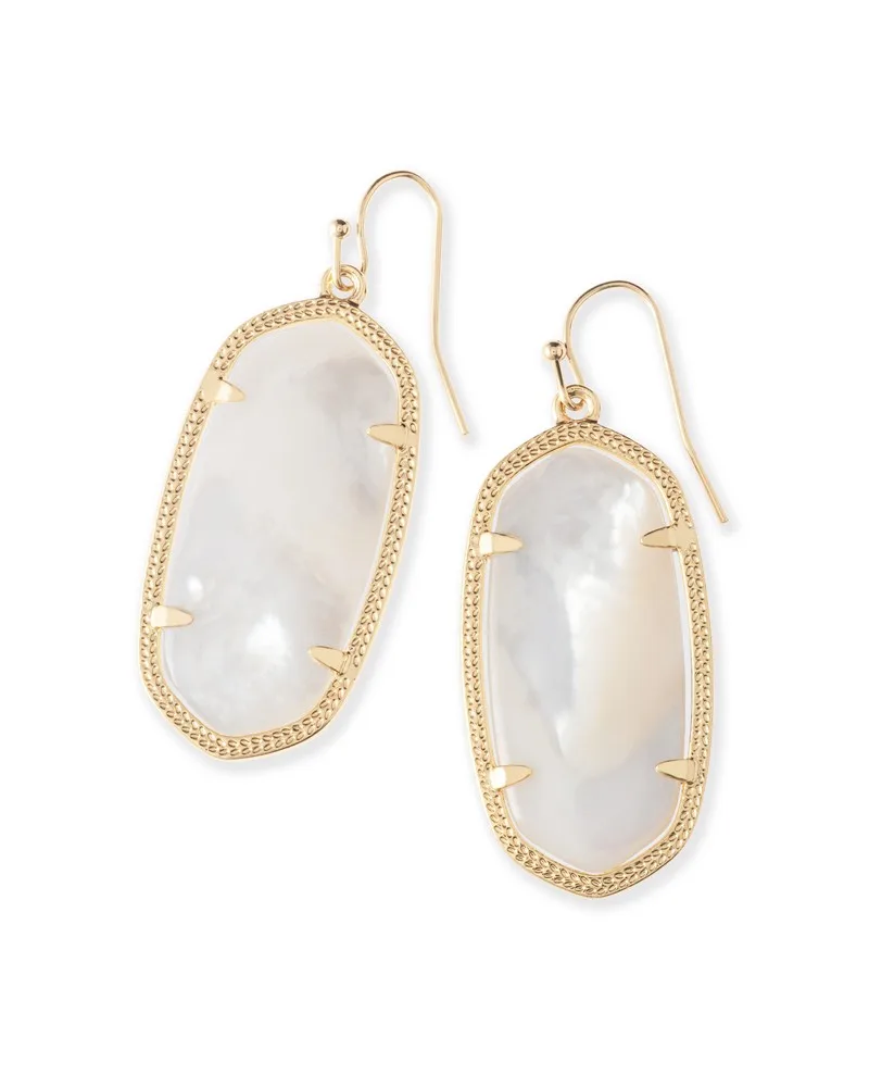 Kendra Scott Elle Gold Drop Earrings in Ivory Mother of Pearl