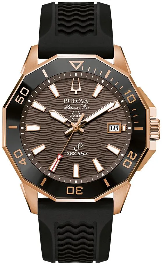 Bulova Watches Men's Marine Star Series C Silicone Strap Watch Brown Dial